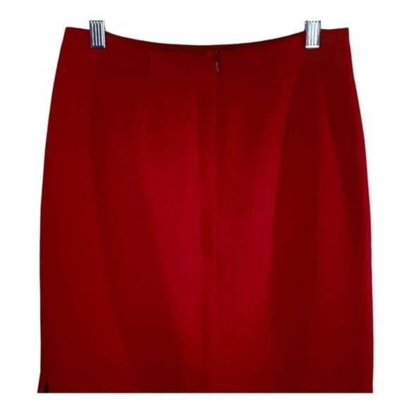Charles Gray Red Wool Pencil Skirt Size 4 | Lined Classic Fall Holiday Work - Picture 5 of 10
